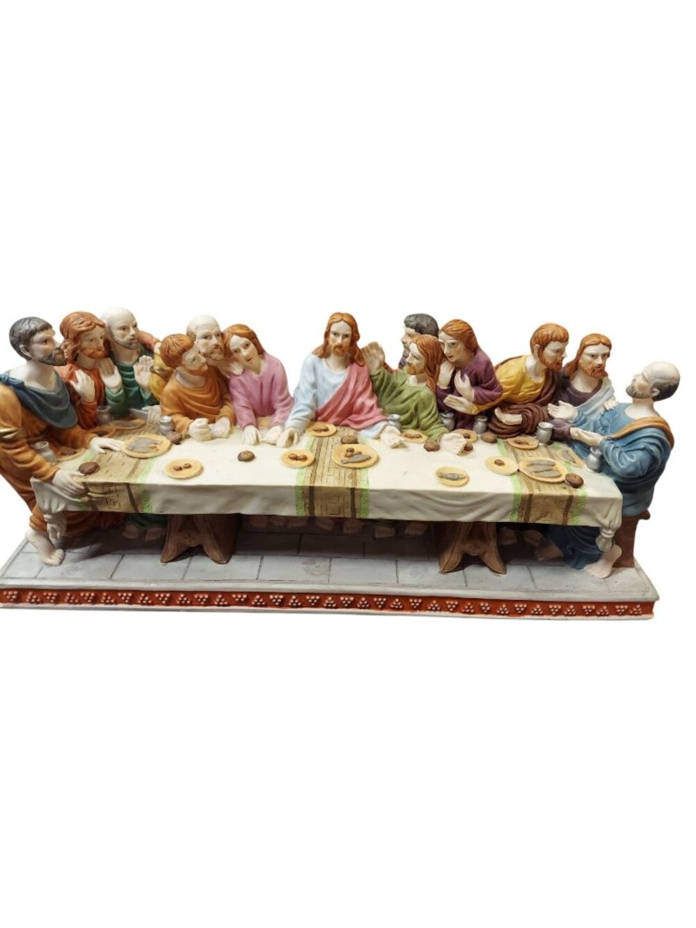 The Last Supper Resin Figurine 3D Table Scene Hand-Painted Religious Home Décor